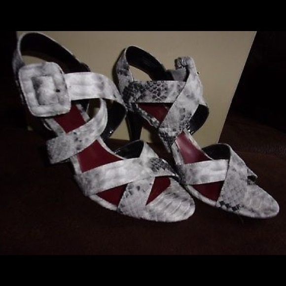 BLACK/WHITE SNAKE PRINT, 3" Heels, SZ 8.5M - Picture 1 of 7